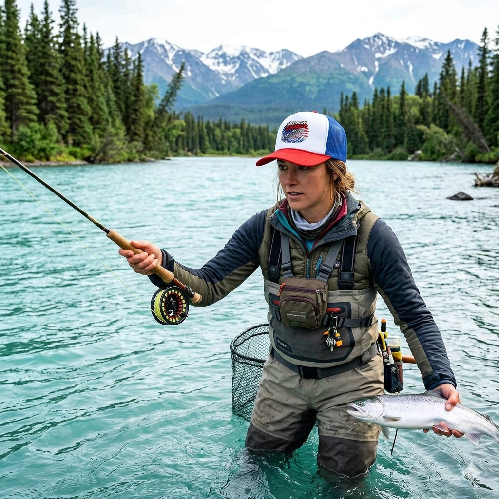 American Bones Salmon Slayer Foam Trucker Hat